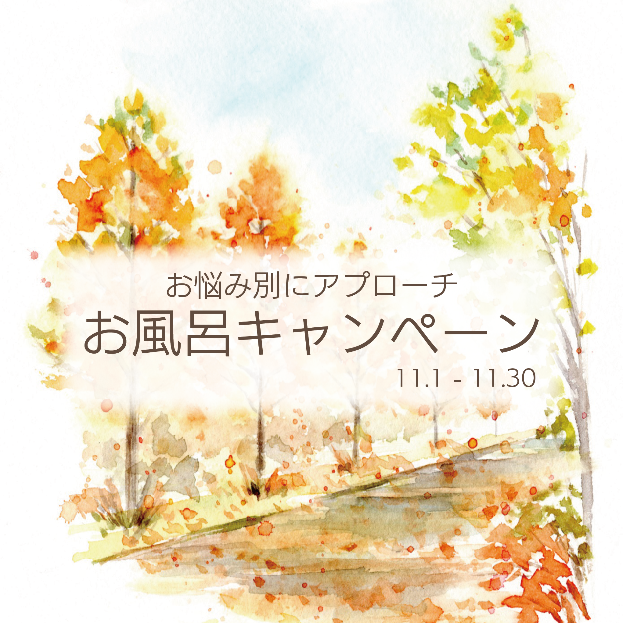 お悩み別にアプローチ お風呂キャンペーン　11月1日（水）~11月30日（木)